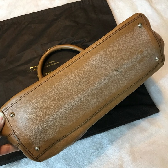 Kate Spade New York Tote Bag Purse Cognac Brown Leather Handbag with dust bag - Picture 12 of 16